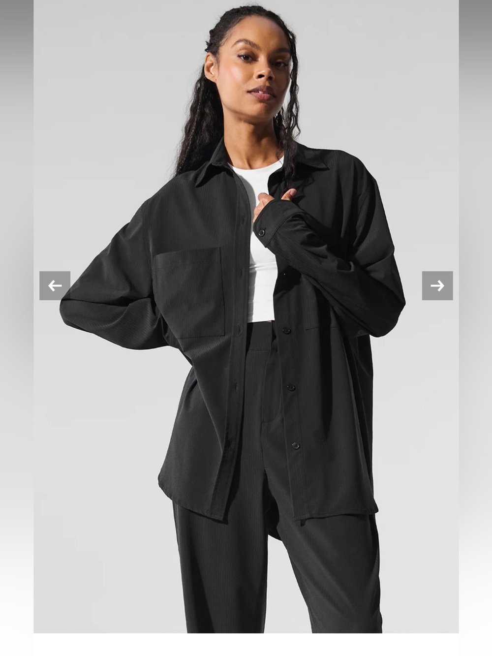 ALO Black Dreamscape Long Sleeve Button-Down Shirt